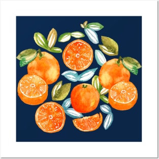 Oranges on Navy Posters and Art